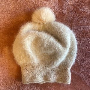 ADORA Angora Cream Colored Knitted Beanie